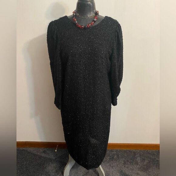 Leslie Fay Vintage’80’s’ Black sparkly dress, size 12 - Picture 1 of 5